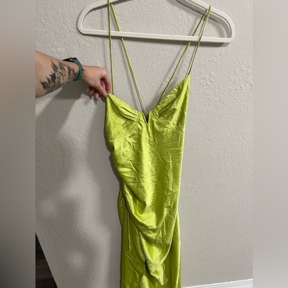 Elegant Lime Green Slip Dress